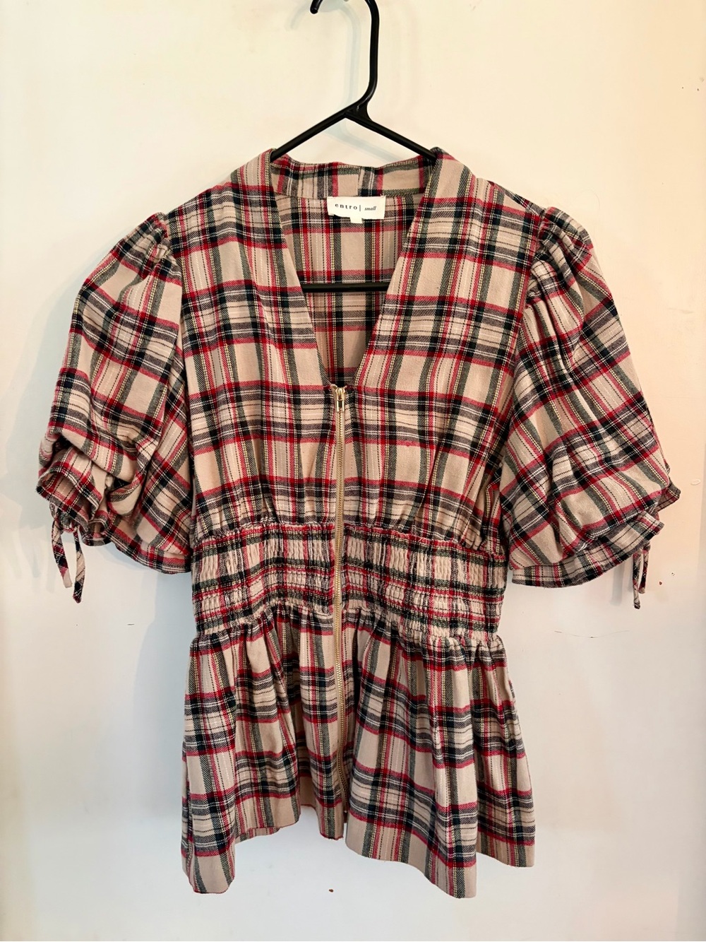 entro Red, Black & Cream Plaid Shirt Jacket